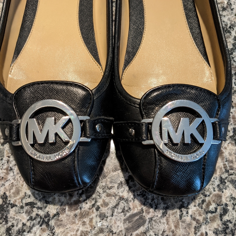 Michael Kors Leather Fulton Moc Black Flats Ballet
